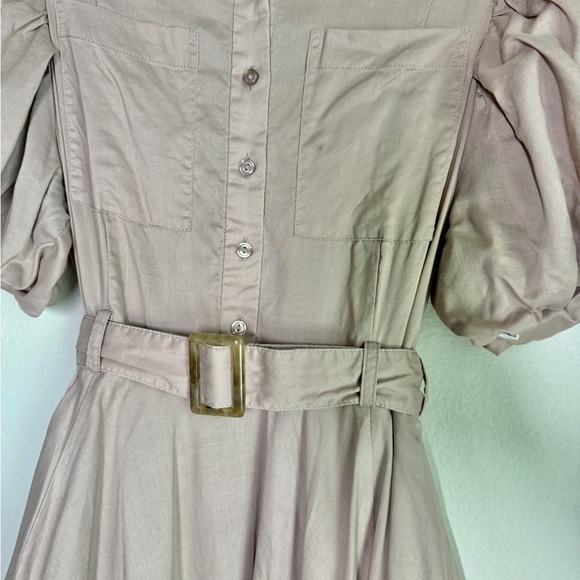 Beige Puff Sleeve Dress - Picture 5 of 5